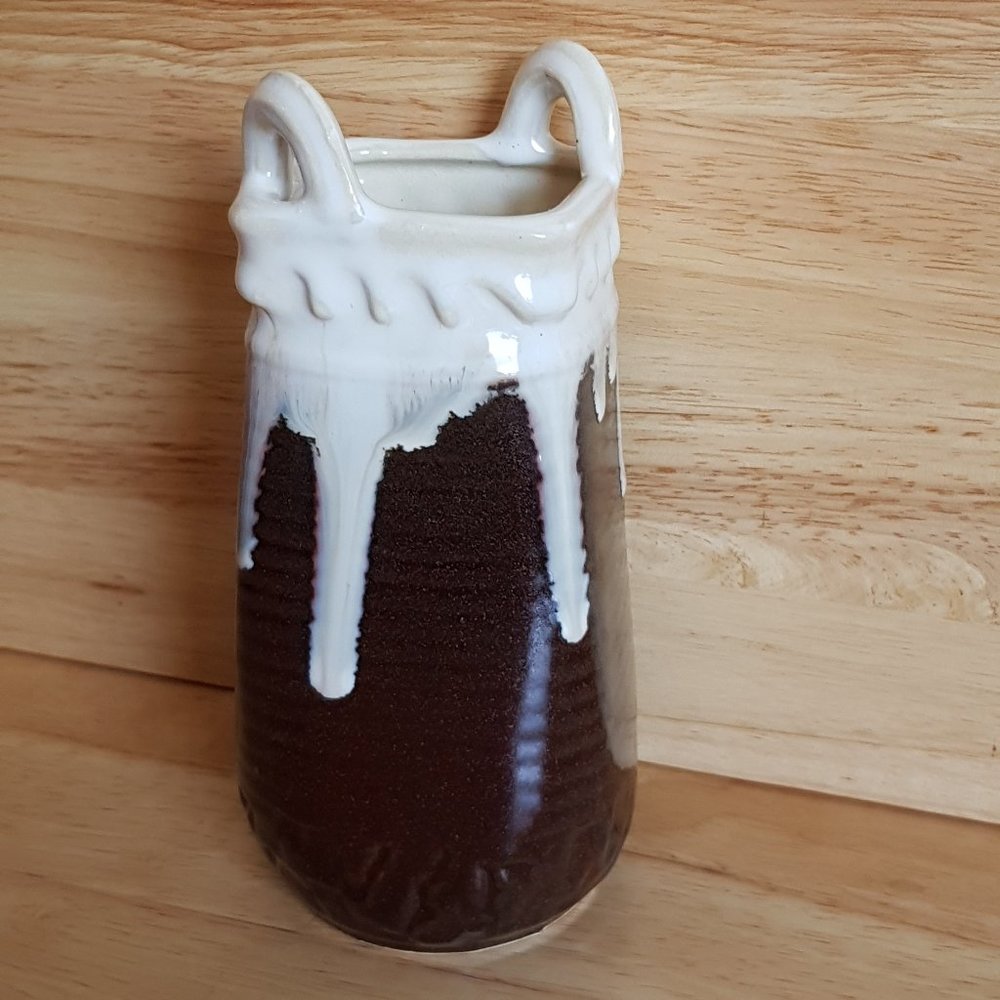 Drip Glaze Basket with Handles Vase
